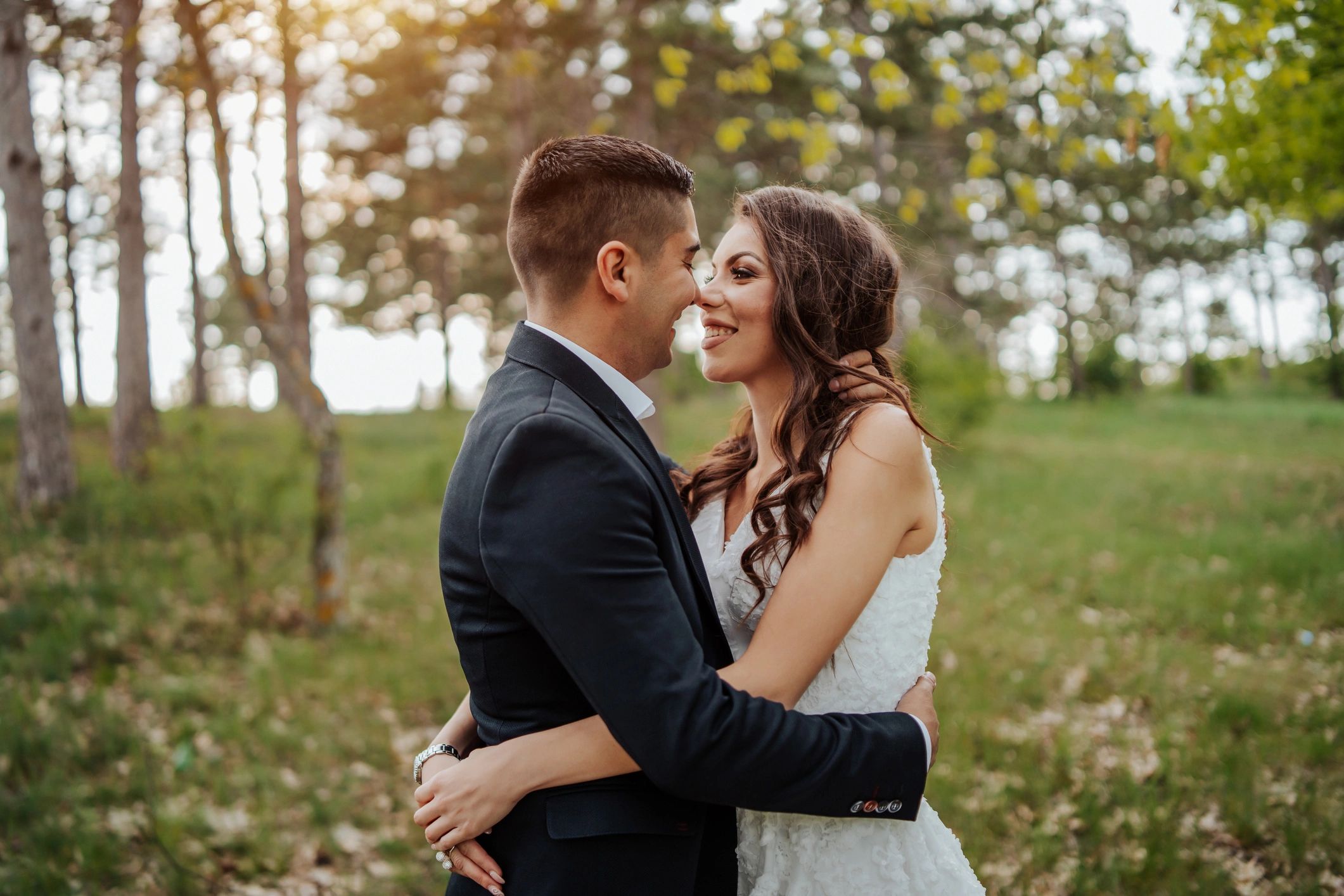 Romantic couple portrait in nature