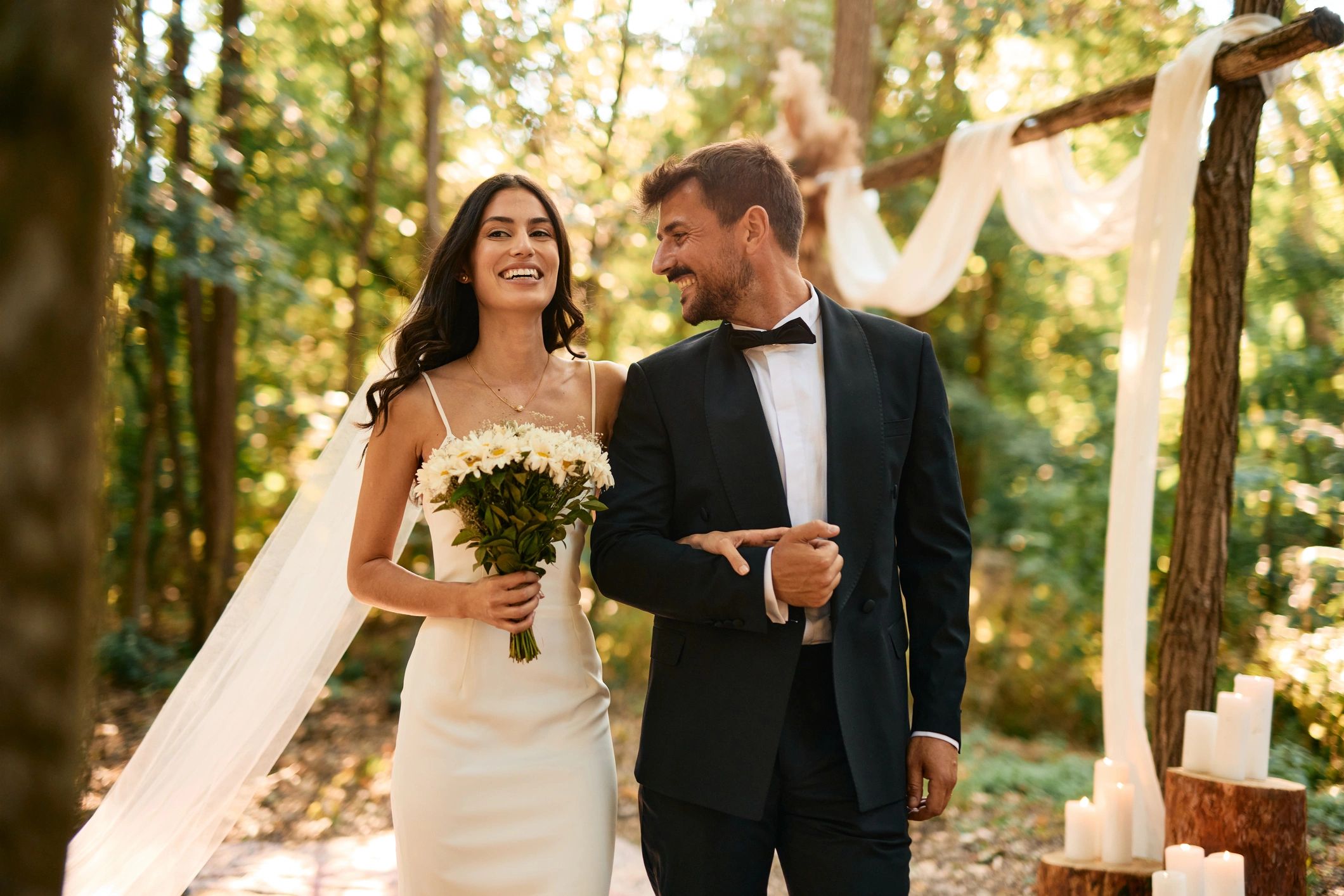 Outdoor wedding ceremony moment